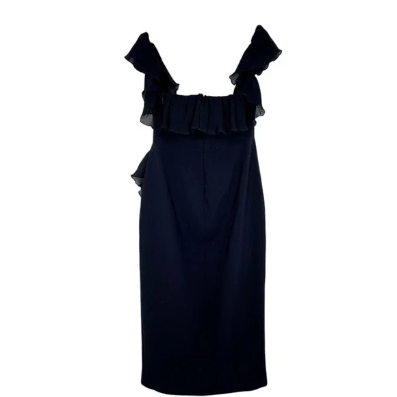 Likely Navy Blue Ruffle Off Shoulder‎ Midi Dress Formal Evening Gown Size 12 - Picture 15 of 16
